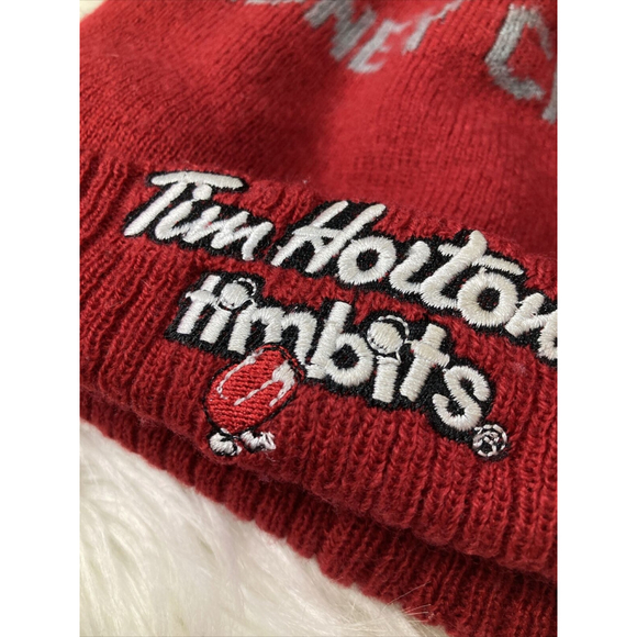 Tim Hortons Sidney Crosby Timbits Toque Hat Red White Beanie Cap Large - Picture 6 of 9